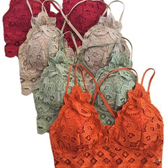 🎊 2 LEFT New Biking Red Crochet Lace Bralette - Picture 3 of 3